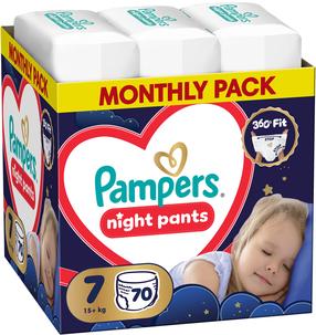 Sauskelnės nakčiai Pampers Night, 7 dydis, 15 kg, 70 vnt.