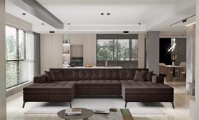 Kampinė sofa Vertizo Nube 22, tamsiai ruda sp., 350 x 170 cm x 93 cm