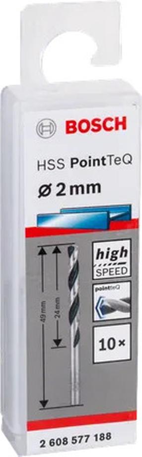 Metalo grąžtų rinkinys Bosch PointTeQ, metalas, hss, cilindrinis, 2 mm x 4.9 cm