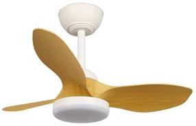 Griestu ventilators ar lampu CristalRecord Stel Mini S, 20 W, 1 gab., balta krās./koka krās.