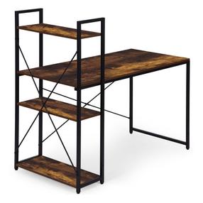 Rakstāmgalds un plaukts ModernHome TH-SD-7-16, 120 cm x 60 cm, 120 cm, melns krās./valriekstu krās.