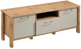 TV staliukas Gala Meble Indygo RTV1S, ąžuolo sp./smėlio sp., 138 cm x 40 cm x 49 cm