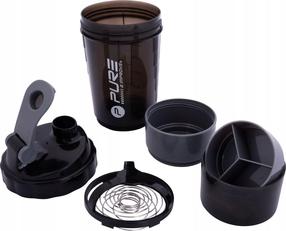 Kokteilių plaktuvas - gertuvė sportui Pure2Improve, juoda sp./pilka sp., plastikas/silikonas, 0.5 l, 6 vnt.