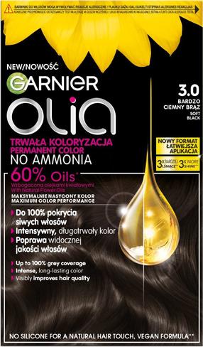 Kраска для волос Garnier Olia, soft black цв., 3.0, 174 мл