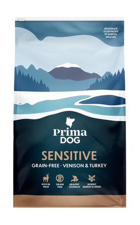 Sausas šunų maistas Prima Dog Sensitive Venison & Turkey, kalakutiena/elnių mėsa, 3 kg