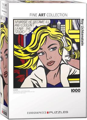 Dėlionė Eurographics Fine Art Roy Lichtenstein M-Maybe, 63.5 cm x 63.5 cm, 1000 vnt., balta sp./juoda sp./geltona sp.