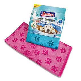 Šluostė, gyvūnams Spontex Pet Towels, įvairių spalvų/(spalva/dizainas parenkami atsitiktine tvarka), mikropluoštas