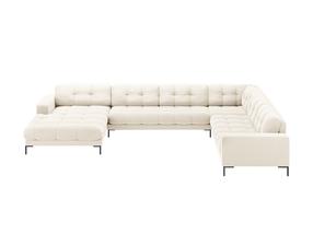 Kampinė sofa Micadoni Mamaia Velvet, kreminė sp., dešininė, 327 x 256 cm x 75 cm