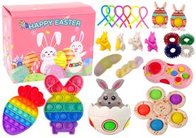 Sensorinis spaudomas žaislas, rinkinys Happy Easter, įvairių spalvų