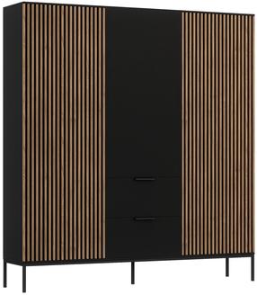 Skapis Meorati, ozola krās./melns krās., 60 cm x 185 cm x 200 cm