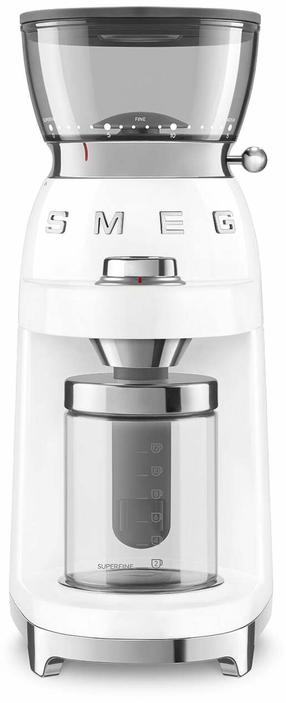 Kafijas dzirnaviņas Smeg CGF03WHEU, balta krās.