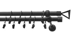 Karnīzes komplekts Karpol Olimp Verdi, 400 cm, Ø 19 mm, melna krās.