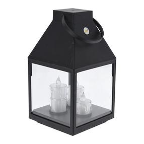 Dekoracija Žibintas su LED apšvietimu, 25 cm, 13.5 cm, juoda sp.