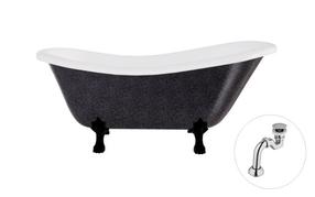 Vanna, brīvi novietots Besco Otylia Glam, 159.5 cm x 76.5 cm x 69.5 cm, ovāla, balta krās./grafīta krās.