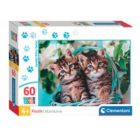 Dėlionė Clementoni SuperColor Kitty Twins 26599, 23.5 cm x 33.5 cm, 60 vnt., įvairių spalvų