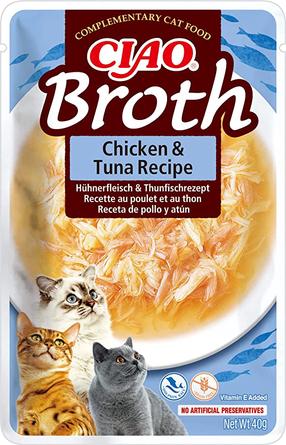 Šlapias kačių maistas Ciao Broth M-CHK22, vištiena/tunas, 0.04 kg