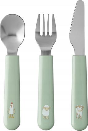 Söögiriistade komplekt lastele Mepal Mio Little Farm, 3 aastat, roostevaba teras, roheline v.
