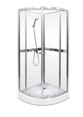 Dušo kabina Thema Lux Nero White QA097-90, pusapvalė, 90 cm x 90 cm x 200 cm, balta sp./chromo sp./grūdintas