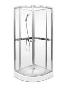 Dušo kabina Thema Lux Nero White QA097-90, pusapvalė, 90 cm x 90 cm x 200 cm, balta sp./chromo sp./grūdintas