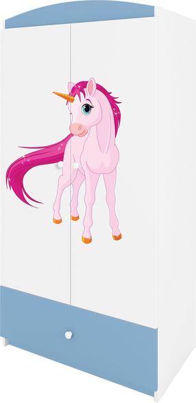 Vaikiška spinta Kocot Kids Babydreams Unicorn, mėlyna sp./balta sp., 90 cm x 52 cm x 175.5 cm