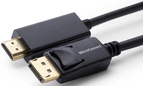 Провод MicroConnect DisplayPort to HDMI DisplayPort male, HDMI male, 3 м, черный цв.