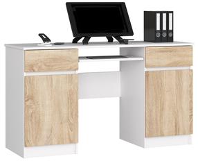 Rašomasis stalas su spintele Akord Furniture Factory, 135 cm x 50 cm, 77 cm, balta sp./šviesiai ruda sp.