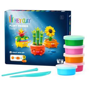 Plastilīna komplekts, ar piederumiem Hey Clay Plant Friends, daudzkrāsaina