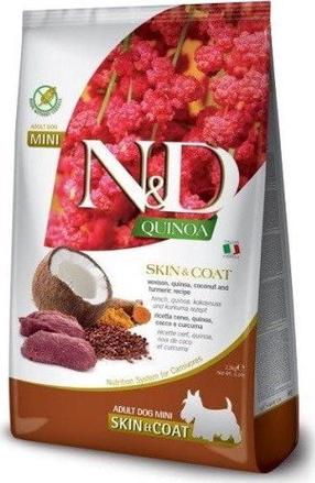 Sausas šunų maistas Farmina N&D Quinoa Skin & Coat Venison, Quinoa, Coconut and Turmeric, elnių mėsa, 2.5 kg