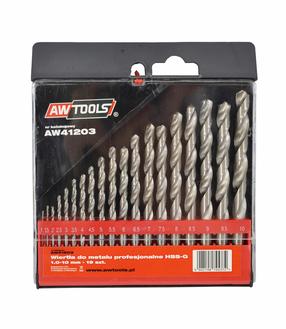 Metalo grąžtų rinkinys AWTools AW41203, metalas/nerūdijantysis plienas/plastikas, sraigtinis, cilindrinis, 1-10 mm x 15 cm