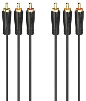 Кабель Hama 3 x RCA - 3 x RCA 3 x RCA male, 3 x RCA male, 3 м, черный цв.