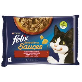 Mitrā kaķu barība Felix Sauces, 0.085 kg x 4 gab.