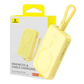 Nešiojamas įkroviklis (Power bank) Baseus Magnetic Mini, 10000 mAh, 20 W, geltona sp.