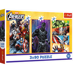 Dėlionė 3in1 Trefl Avengers Days Full Of Action 34883, 18 cm x 27.5 cm, 240 vnt., įvairių spalvų