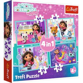 Пазл 4in1 Trefl Gabbys Dollhouse Great Adventure 34670, 20.5 см x 28.5 см, 207 шт., многоцветный