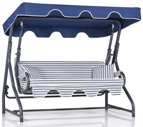 Lauko sūpynės Kalune Design Olea, mėlyna sp./balta sp., 110 cm x 200 cm x 165 cm