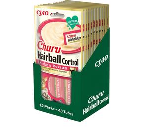 Skanėstas katėms Inaba Ciao Hairball, vištiena, 12 pak. (48 tubelės)