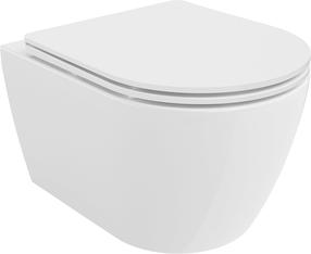 WC-pott, seinapealne Mexen Carmen Rimless Slim, kaanega, 370 mm x 490 mm