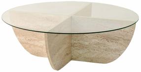 Kavos staliukas Kalune Design Lily, travertine sp., 90 cm x 90 cm x 30 cm