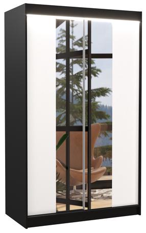 Spinta ADRK Marvin LED, skaidri sp./balta sp./juoda sp., 58 cm x 120 cm x 200 cm, su veidrodžiu