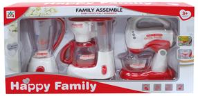 Žaislinė buitinė technika, virtuvės prietaisų rinkinys Family assemble 613042128, balta/raudona