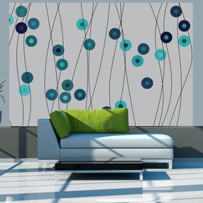 Фотообои Artgeist Buttons - Geometric Patterns With Turquoise Elements On A Gray Background XLFTNT0857, 193 см x 250 см