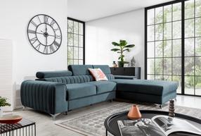 Kampinė sofa Grayson Velvetmat 100, mėlyna sp., dešininė, 205 x 278 cm x 92 cm