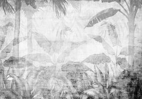 Fototapete Artgeist Vanishing Jungle - Landscape Of Exotic Trees And Leaves In Grey Tones, 315 cm x 315 cm