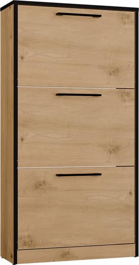 Batų dėžė Paula, juoda sp./artisan oak sp., 60 cm x 28 cm x 116 cm