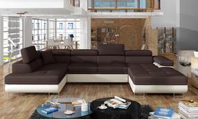Kampinė sofa Rodrigo Sawana 26, Soft 33, ruda sp./smėlio sp., kairinė, 202 x 345 cm x 90 cm