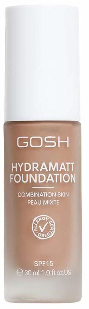 Šķidrā grima bāze Gosh Hydramatt, SPF 15, vidēji tumši sarkana krās., #01, 30 ml