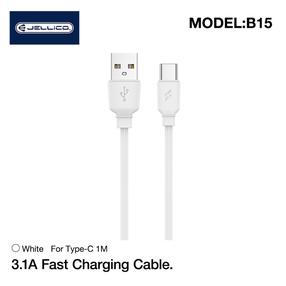 Kaabel Jellico B15 Durable-Soft, USB Type A/USB Type-C, 100 cm, valge v.