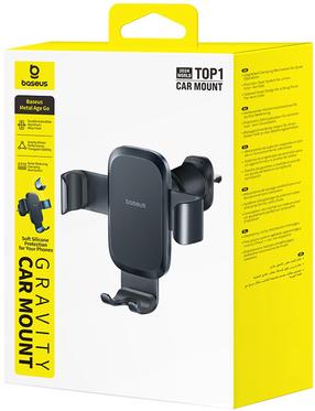 Автомобильный держатель для телефона Baseus Metal Age Go Gravity, 4.7 - 7.2 ″, черный цв.