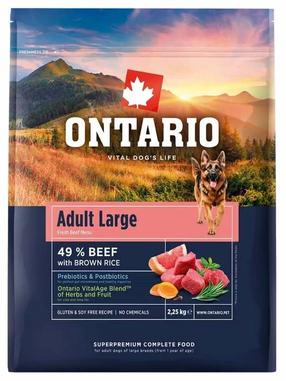 Sausā suņu barība Ontario Adult Large Beef and Brown Rice, liellopa gaļa, 2.25 kg