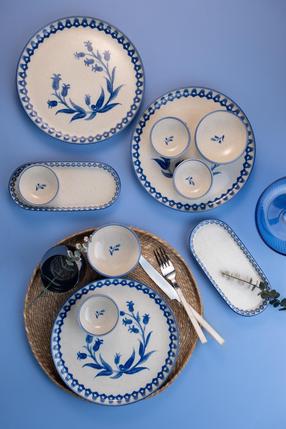 Pusdienu servīze Hermia NPMOD14KH880800, porcelāna, zila krās., 14 gab.